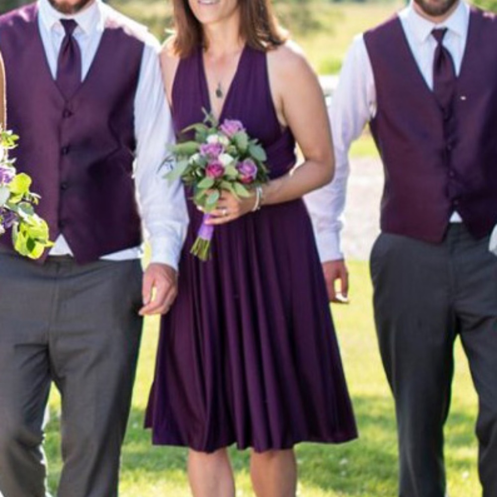 AUBERGINE TWO BIRDS CONVERTIBLE DRESS